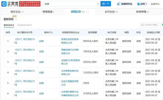 郭敬明所持500万股权被冻结