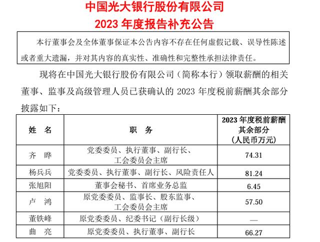 银行高管工资补发